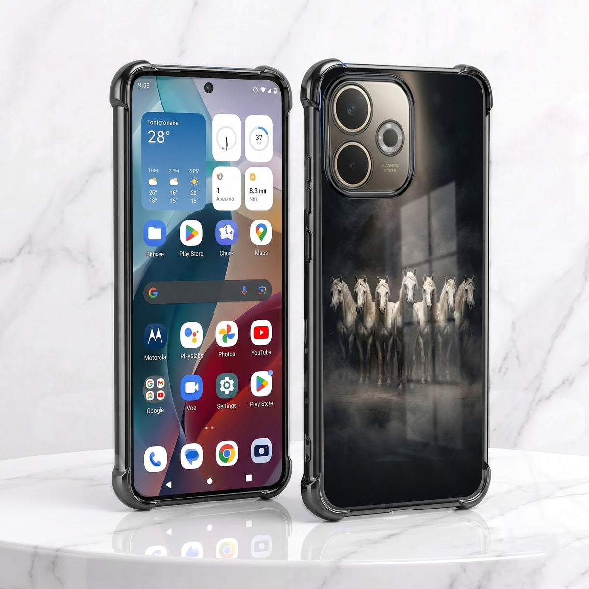 Oppo A5 Pro 5G Running Horses Airbags Printed Back Case