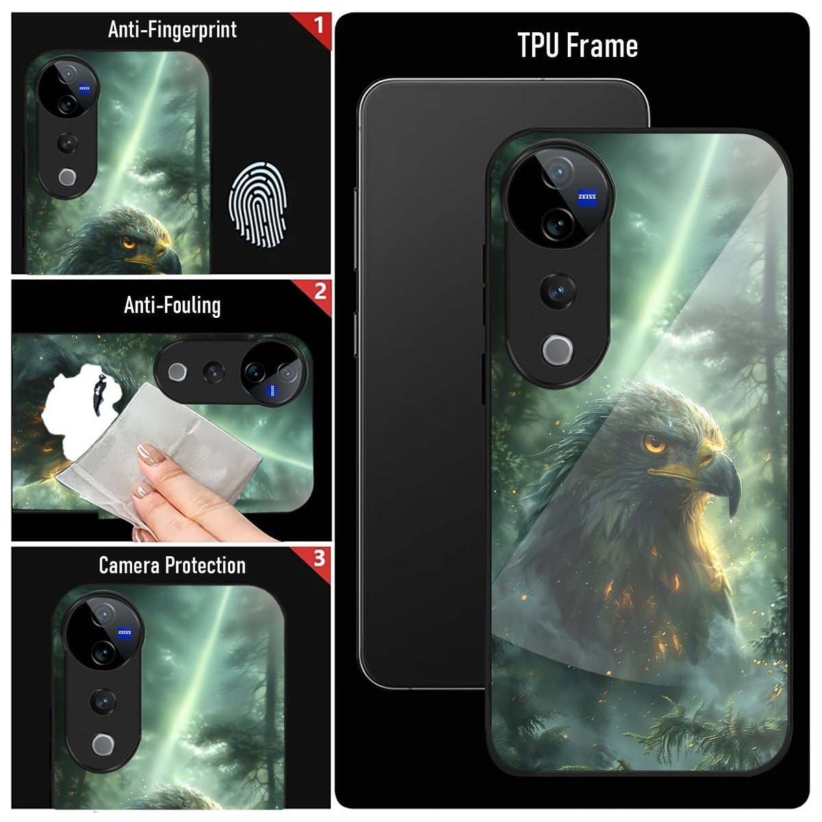 Vivo V40 Pro 5G Premium Acrylic Shockproof Glass Back Case (Eagle Case)