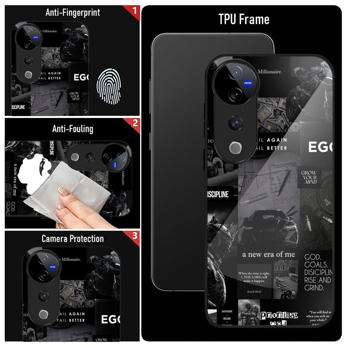 Vivo V40 Pro 5G Premium Acrylic Shockproof Glass Back Case (New Era)