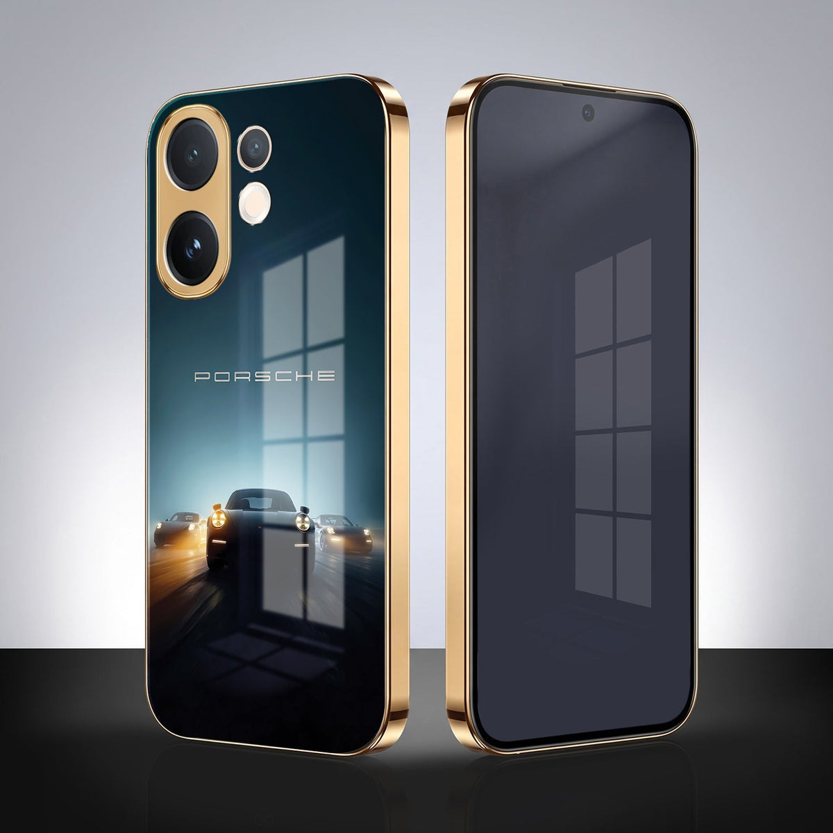 Vivo T4 Pro 5G Porsche Luxury Gold Electroplated Glass Phone Back Case