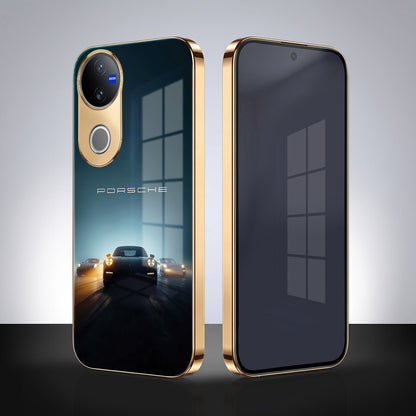 Vivo V50 5G Porsche Luxury Gold Electroplated Glass Phone Back Case