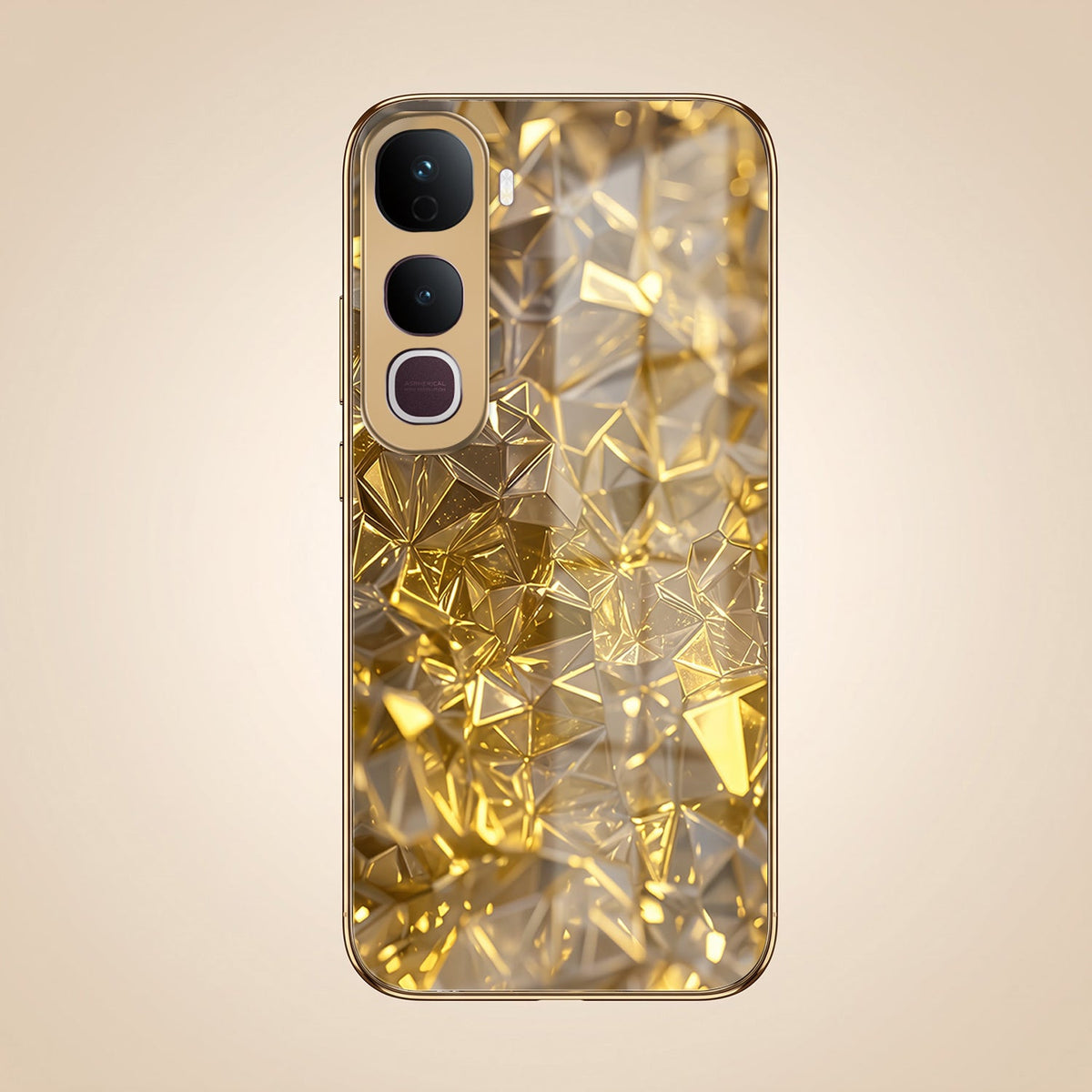 Vivo Y400 Pro 5G Golden Diamond Shatter Gold Electroplated Glass Phone Back Case