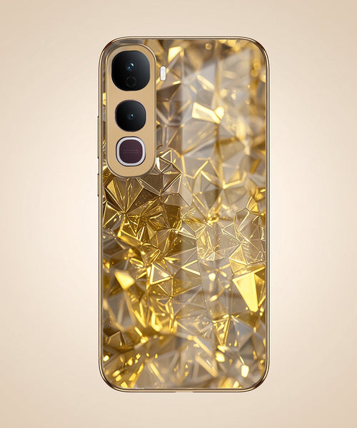 Vivo Y400 Pro 5G Golden Diamond Shatter Gold Electroplated Glass Phone Back Case