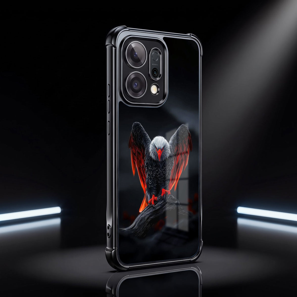 Oppo Reno 14 5G Premium Black Eagle Airbags Printed Back Case