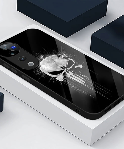 Vivo V40 Pro 5G Premium Acrylic Shockproof Glass Back Case (Punisher Skull)