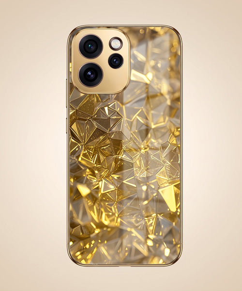 Oppo Reno 15 Pro Mini 5G Golden Diamond Shatter Gold Electroplated Glass Phone Back Case