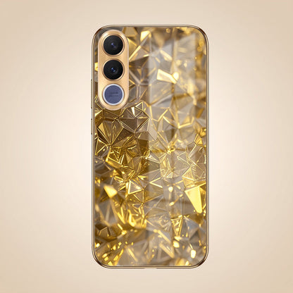 Vivo V70 FE 5G Golden Diamond Shatter Gold Electroplated Glass Phone Back Case