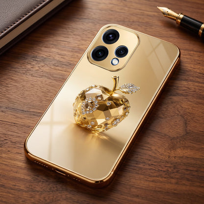 Oppo Reno 15 5G Golden Apple Gold Electroplated Glass Phone Back Case