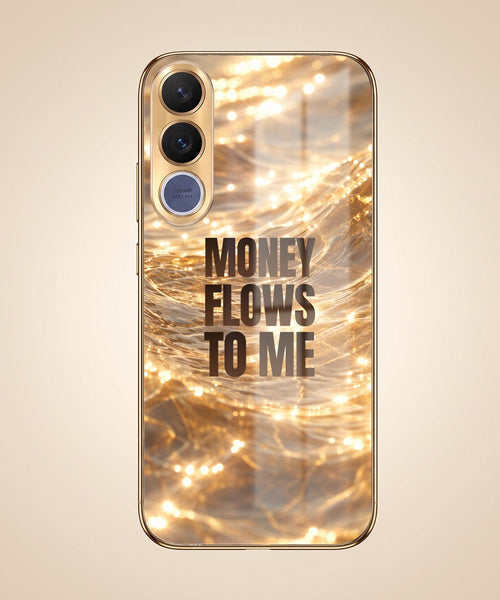 Vivo V70 FE 5G Money Flows To Me Gold Electroplated Glass Phone Back Case