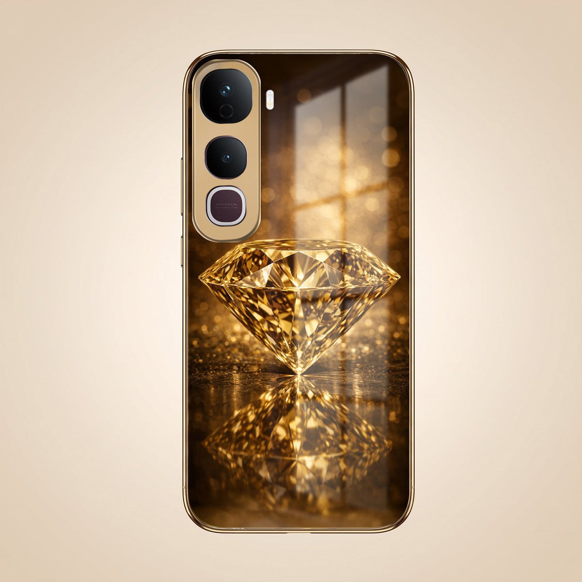 Vivo Y400 Pro 5G Golden Diamond Gold Electroplated Glass Phone Back Case