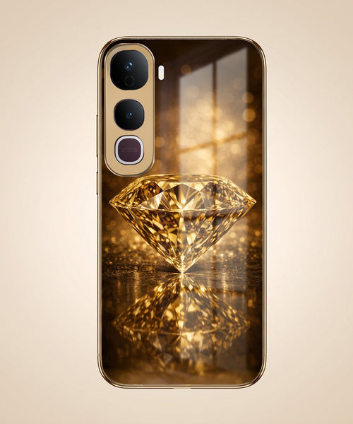 Vivo Y400 Pro 5G Golden Diamond Gold Electroplated Glass Phone Back Case
