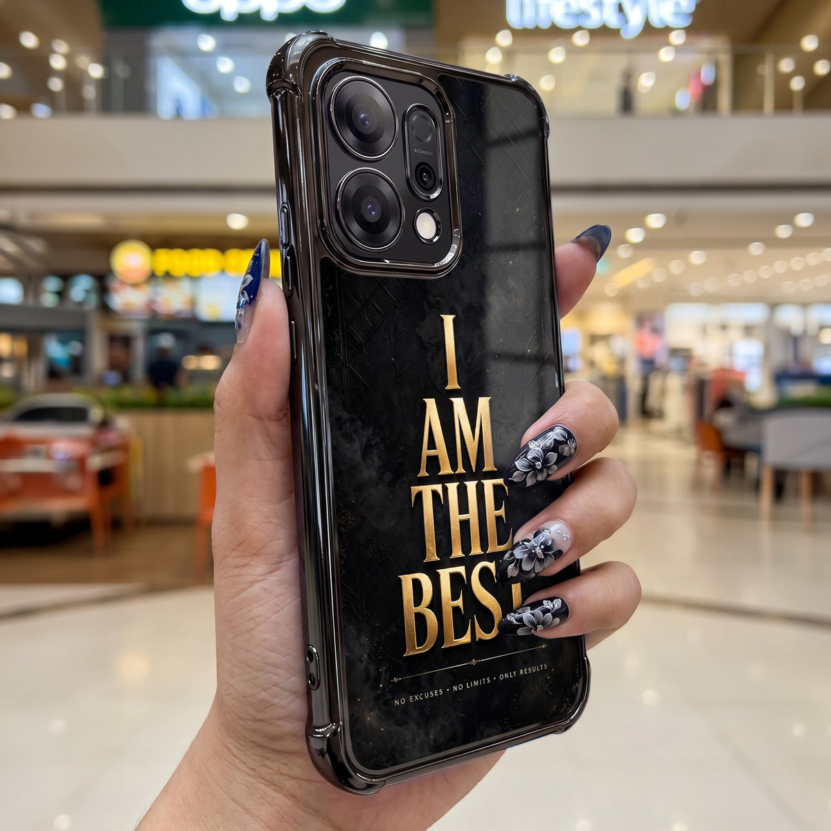Oppo Reno 14 5G Premium I Am The Best Gold Airbags Printed Back Case