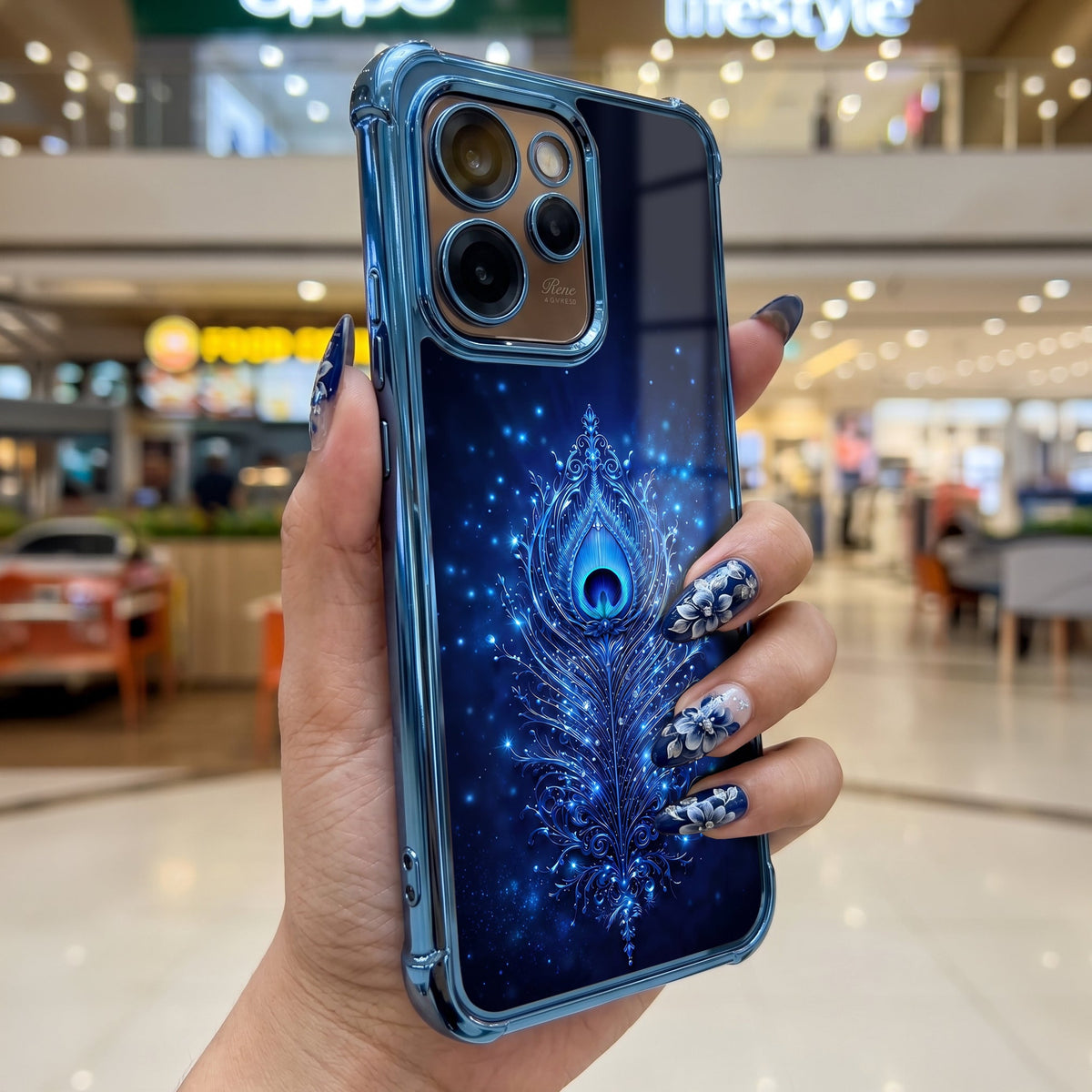 Oppo Reno 15 Pro Mini 5G Premium Peacock Feather Airbags Printed Back Case