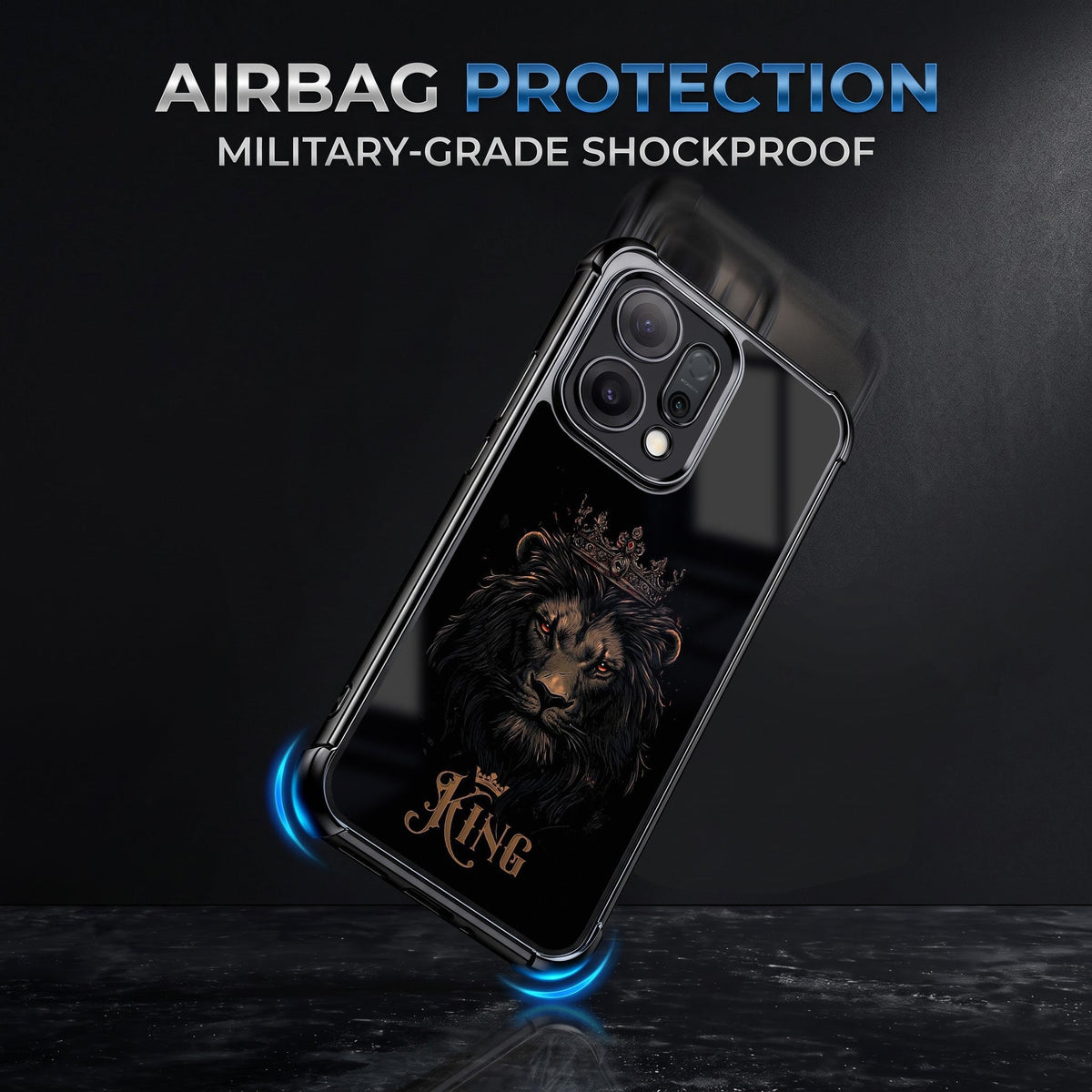 Oppo Reno 14 5G Premium Crowned Lion Airbags Printed Back Case