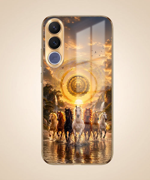 Vivo V70 FE 5G Celestial Seven Horses Gold Electroplated Glass Phone Back Case