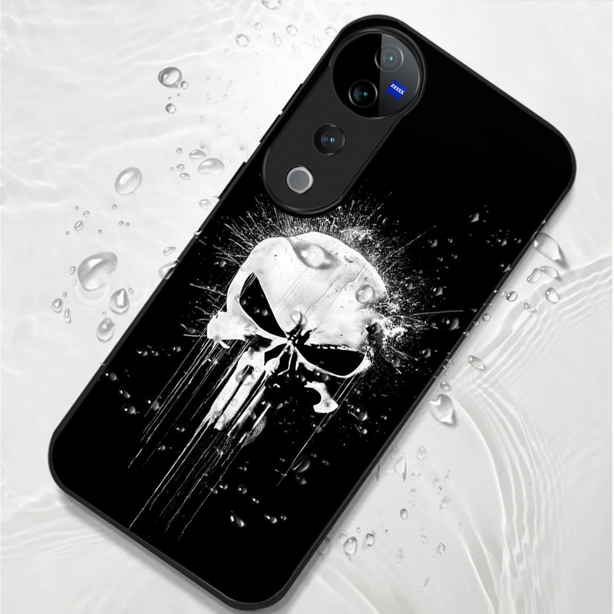 Vivo V40 Pro 5G Premium Acrylic Shockproof Glass Back Case (Punisher Skull)