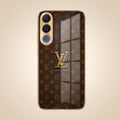 Vivo V70 FE 5G LV Brown Monogram Gold Electroplated Glass Phone Back Case