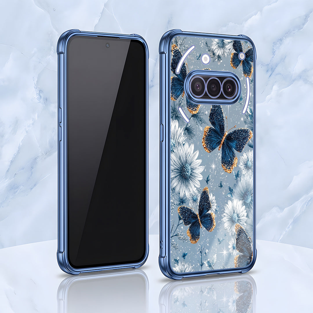 Nothing Phone 3a 5G Blue Butterfly Floral Airbags Printed Back Case