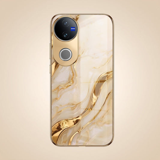 Vivo T4R 5G Marvel Texture Gold Electroplated Glass Phone Back Case