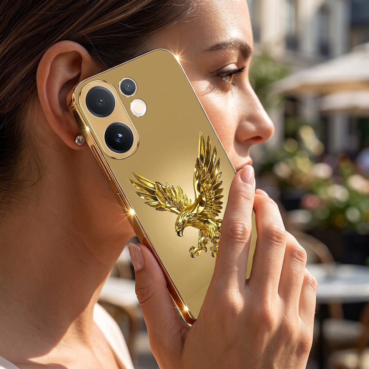 Vivo T4 Pro 5G Golden Eagle Gold Electroplated Glass Phone Back Case