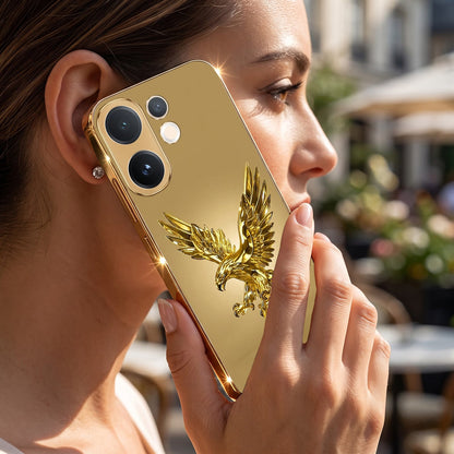 Vivo T4 Pro 5G Golden Eagle Gold Electroplated Glass Phone Back Case