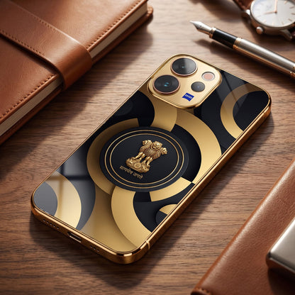 Vivo V70 5G Royal Emblem Gold Electroplated Glass Phone Back Case