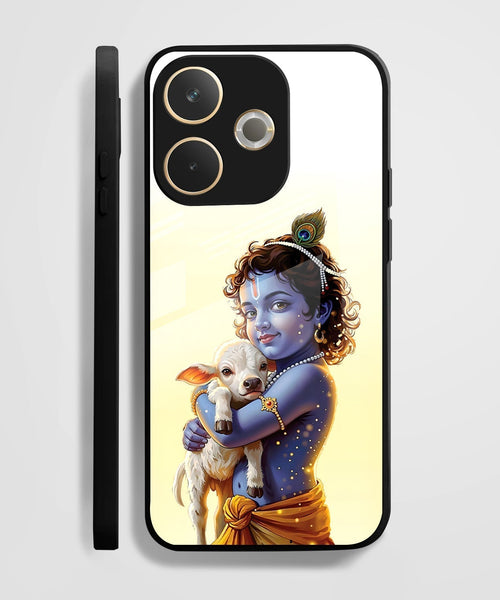 Oppo A5 Pro 5G Premium Acrylic Shockproof Glass Back Case ( Cute Krishna )