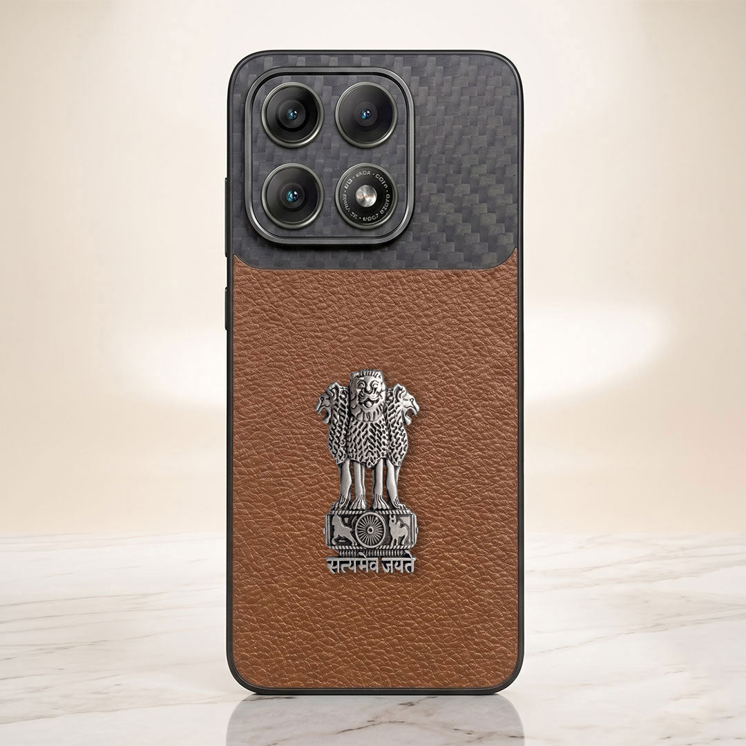 Motorola Edge 70 Pro 5g Satyamev Jayate Carbon Fiber Leather Hybrid Phone Case