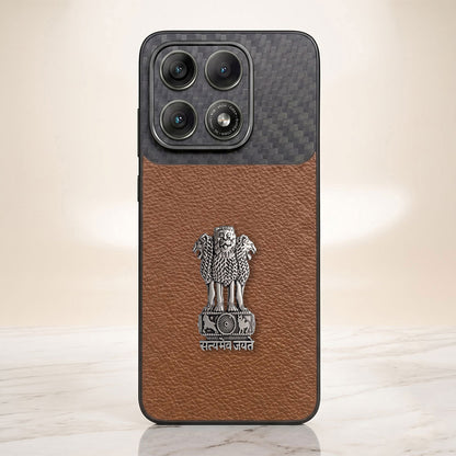 Motorola Edge 70 Pro 5g Satyamev Jayate Carbon Fiber Leather Hybrid Phone Case