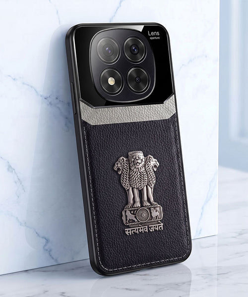 Redmi Note 14 Pro+ 5G Satyamev Jayate 3D Metal Leather Back Case