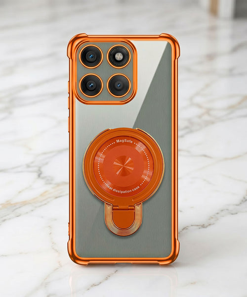 Motorola Edge 60 Pro 5G Invincible Bracket Ring Stand Airbag Cosmic Orange Case