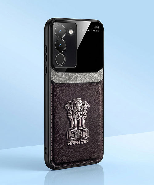Vivo Y200 5G Satyamev Jayate 3D Metal Leather Back Case