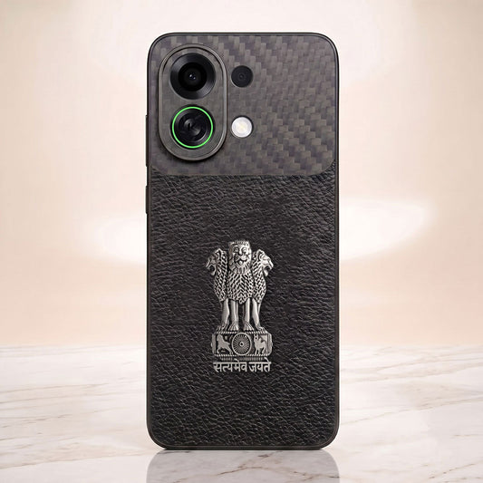 Oppo K13 Turbo 5G Satyamev Jayate Carbon Fiber Leather Hybrid Phone Case