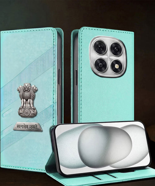 Oppo F29 Pro 5G Metal Satyamev Jayate 2-in-1 Emblem Magnetic Flip Wallet Case