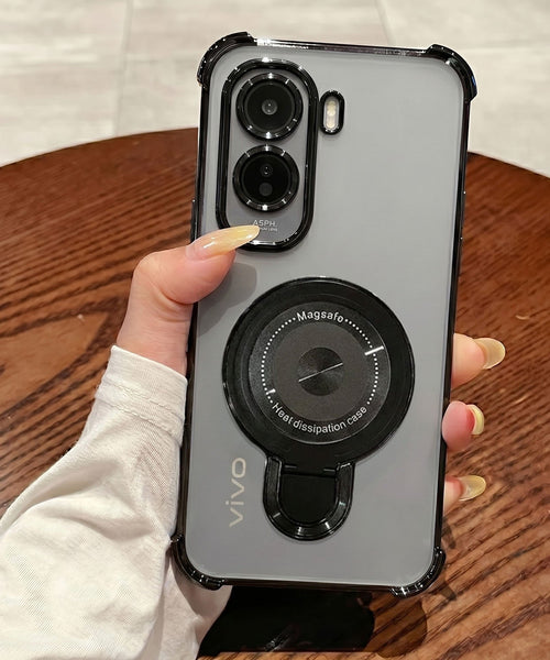 Vivo T5 Pro 5G Luxury Four Corner Invincible Bracket Ring Stand Case