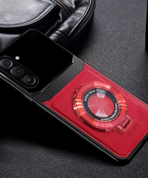 Samsung Galaxy A56 5G Original Luxury Leather Lens Magnifier Ring Stand Case
