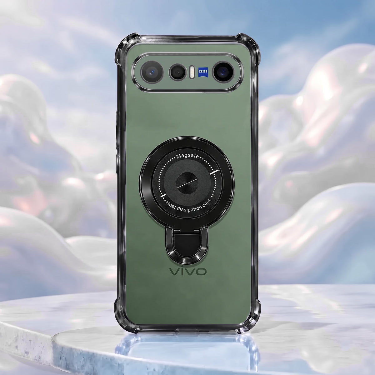 Vivo X300 FE 5G Luxury Four Corner Invincible Bracket Ring Stand Case