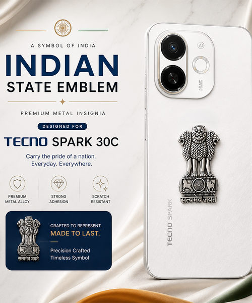 Tecno Spark 30C 5G Compatible Satyamev Jayate 3D Metal Emblem Sticker