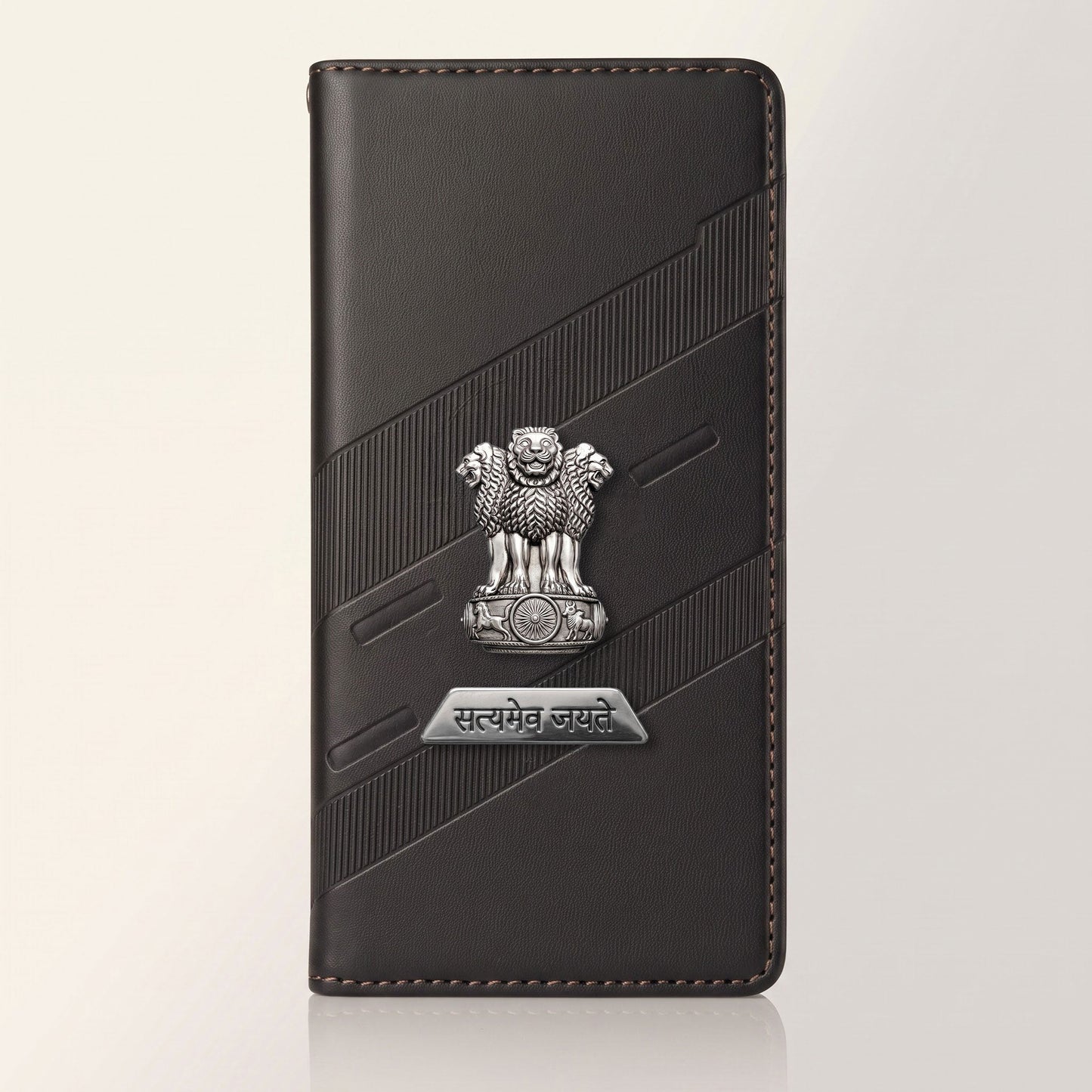 Samsung Galaxy A56 5G Metal Satyamev Jayate 2-in-1 Emblem Magnetic Flip Wallet Case