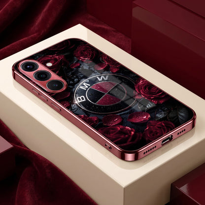 Samsung Galaxy A56 5G BMW Logo Burgundy Electroplated Glass Back Case