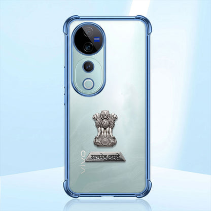 Vivo V40 Pro 5G Satyamev Jayate 2-in-1 Emblem Transparent Shockproof Airbag Case