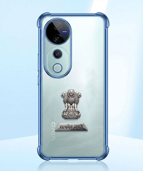 Vivo V40 Pro 5G Satyamev Jayate 2-in-1 Emblem Transparent Shockproof Airbag Case