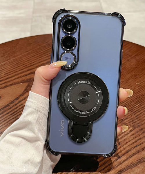 Vivo V70 FE 5G Luxury Four Corner Invincible Bracket Ring Stand Case
