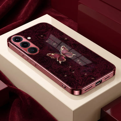 Samsung Galaxy A36 5G Butterfly Burgundy Electroplated Glass Back Case