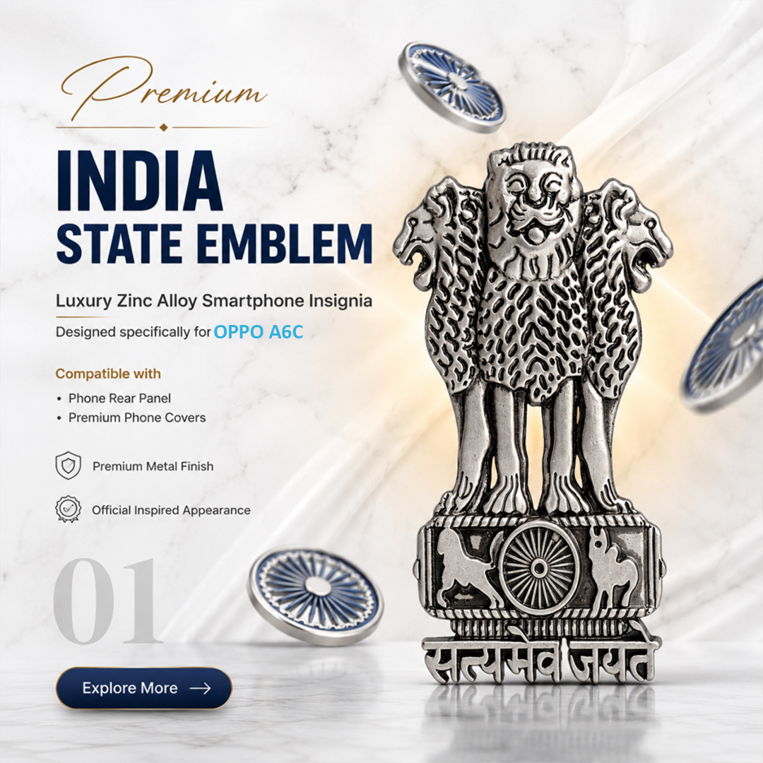 Oppo A6c 5G Compatible Satyamev Jayate 3D Metal Emblem Sticker