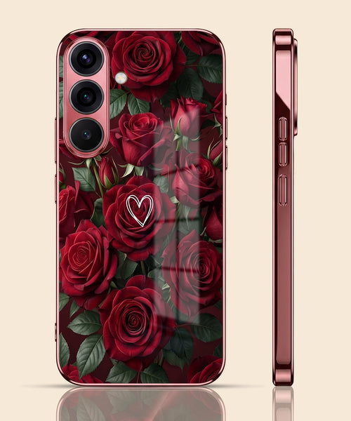 Samsung Galaxy A36 5G Rose Heart Burgundy Electroplated Glass Back Case