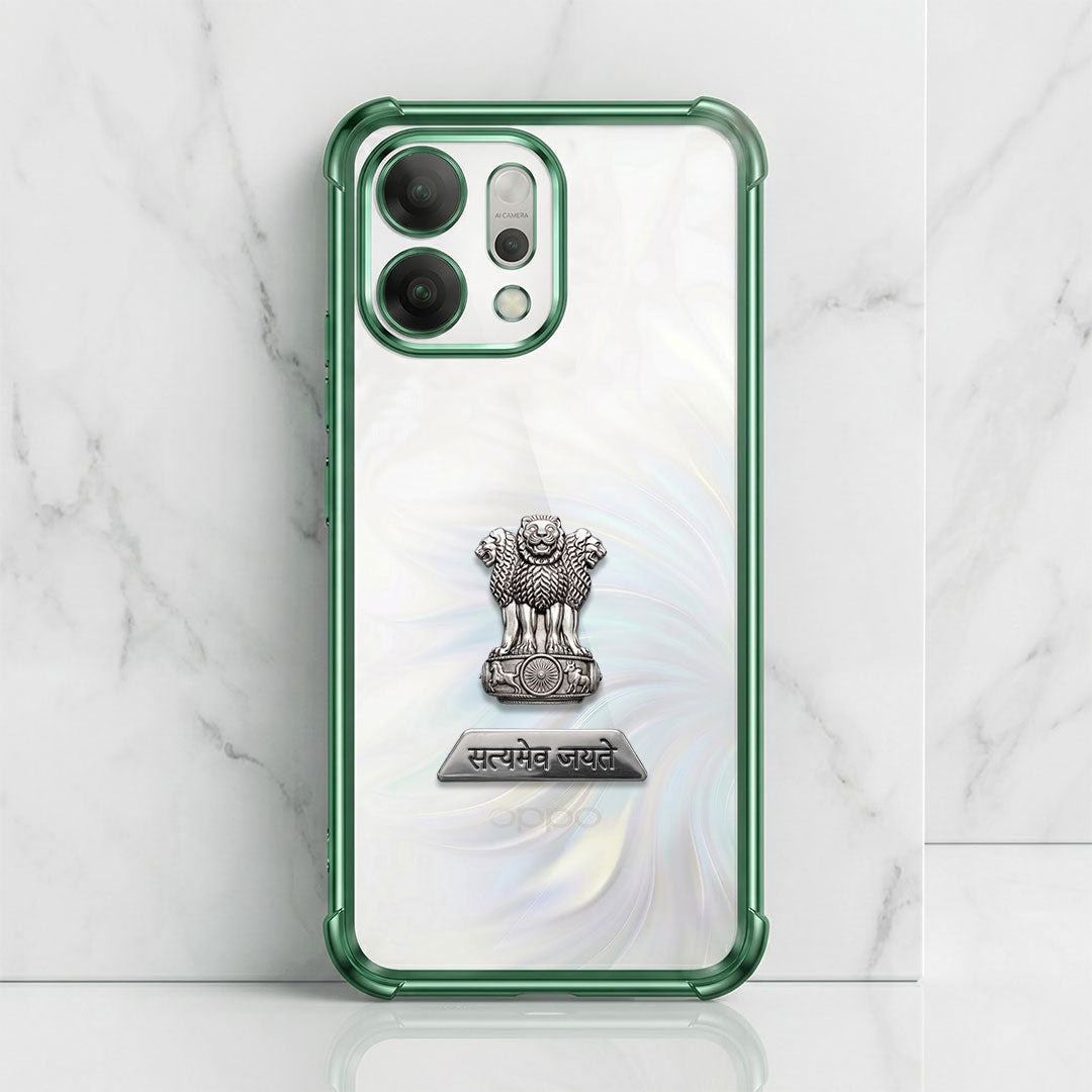 Oppo Reno 14 5G Satyamev Jayate 2-in-1 Emblem Transparent Shockproof Airbag Case