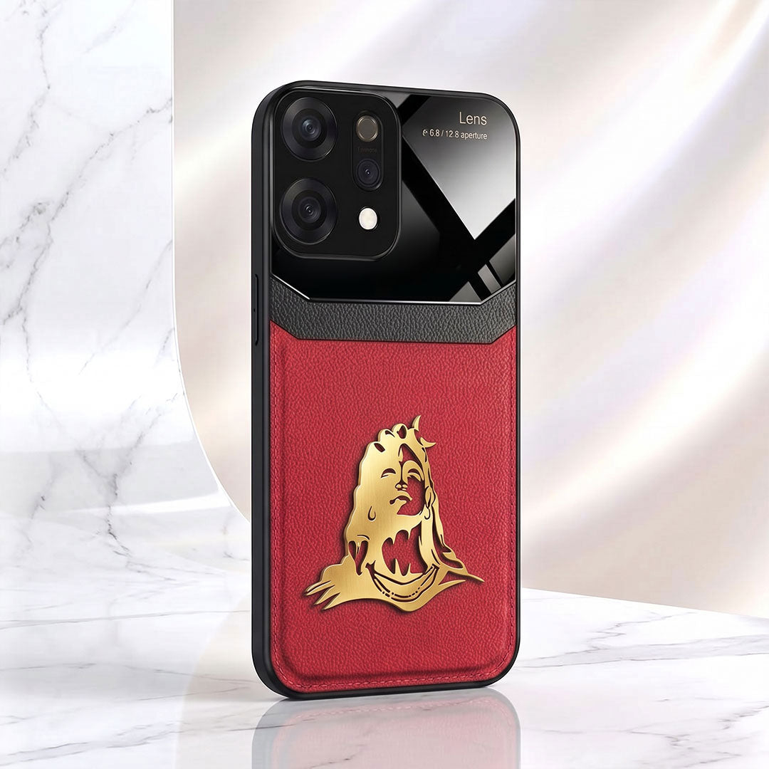 Oppo Reno 14 5G Mahadev 3D Gold Metal Leather Back Case