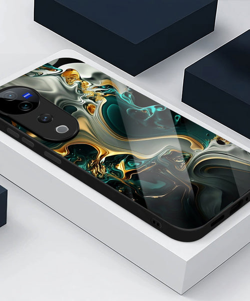 Vivo V40 Pro 5G Premium Acrylic Shockproof Glass Back Case (Ocean Ember)