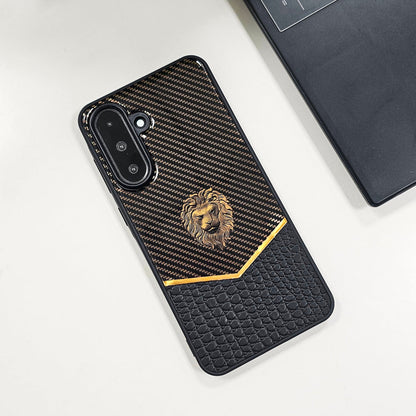 Samsung Galaxy A56 5G Luxury Lion Pattern Leather And Liquid Silicone Case